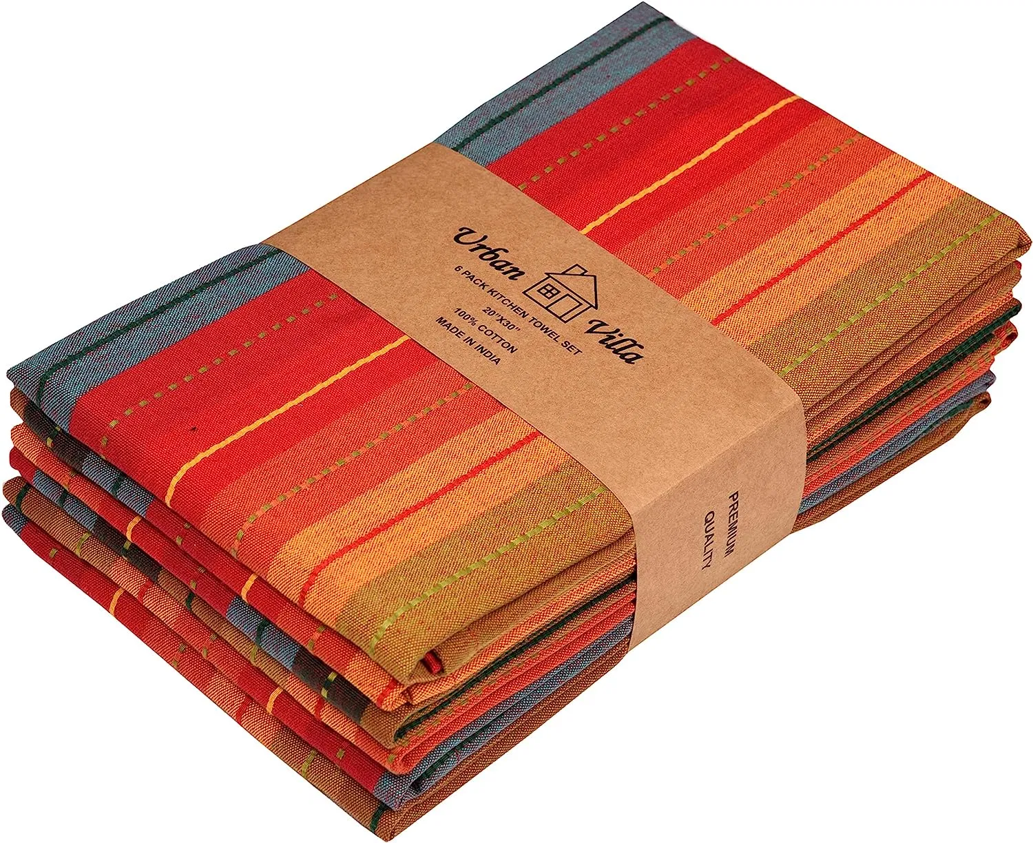 Urban Villa Kitchen Towels Cuisine Stripes 100% Cotton Absorbent Dish Towels Tea Towels