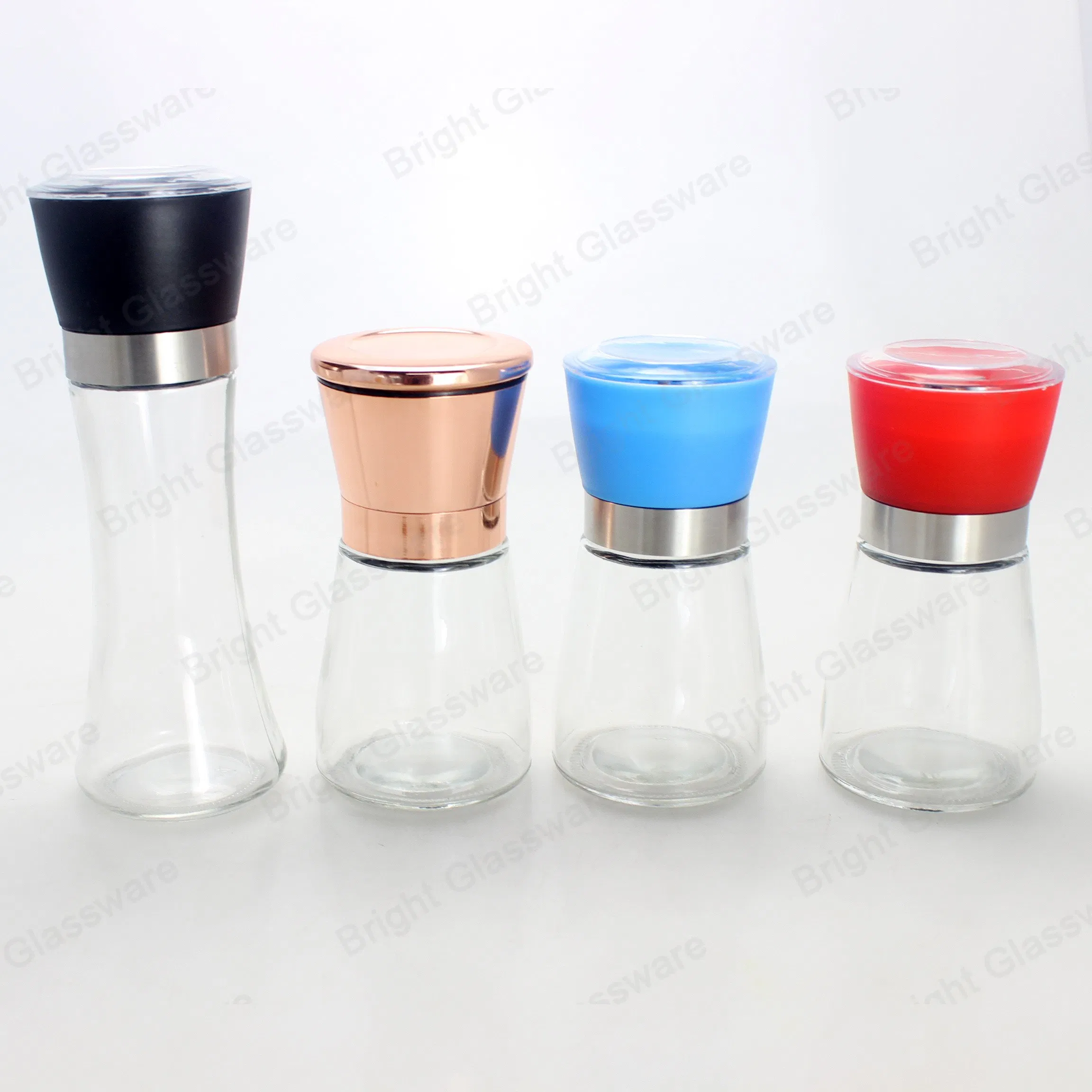 Home Kitchen Tool 150ml Glass Spice Grinder Mill Bottle with Plastic Grinder
