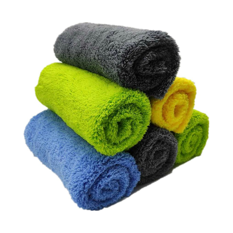 400GSM 40*40 Blue Edgeless Coral Fleece Microfiber Cloth for Car Washing Drying, Soft and Absorbent