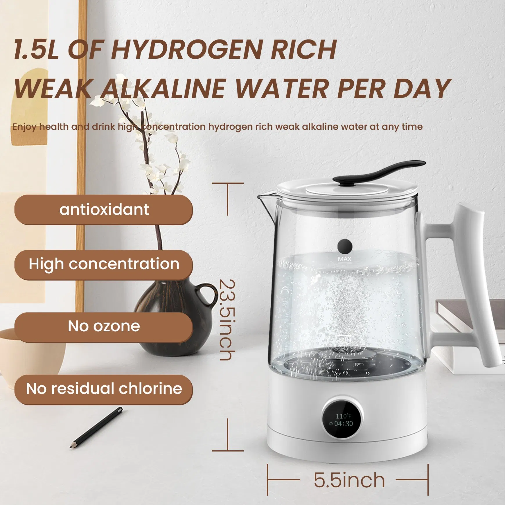 Hydrogen-Rich Water Hydrogen Water Kettle Antioxidant Flash Heat1.5L Multi-Functional Intelligent Hydrogen-Rich Kettle