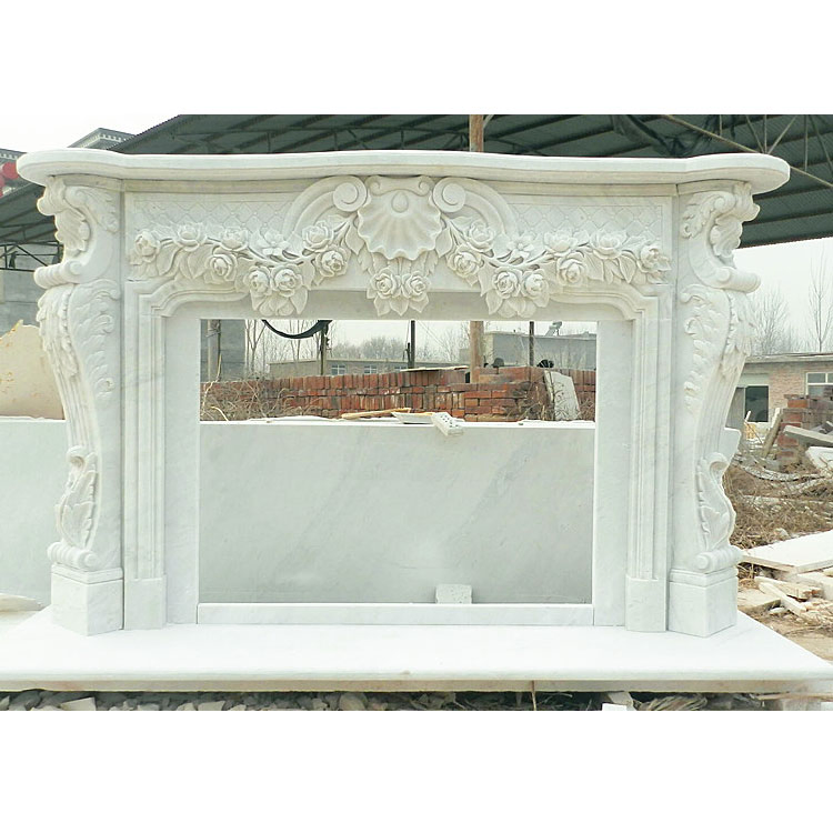 Modern European Luxury Hand Caving Natural Stone Marble Fireplace Mantel