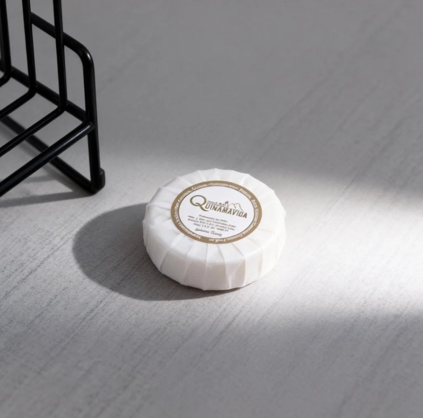 25g Round Hotel Guest Soap in White Laminated Paper Wrap with Custom Label