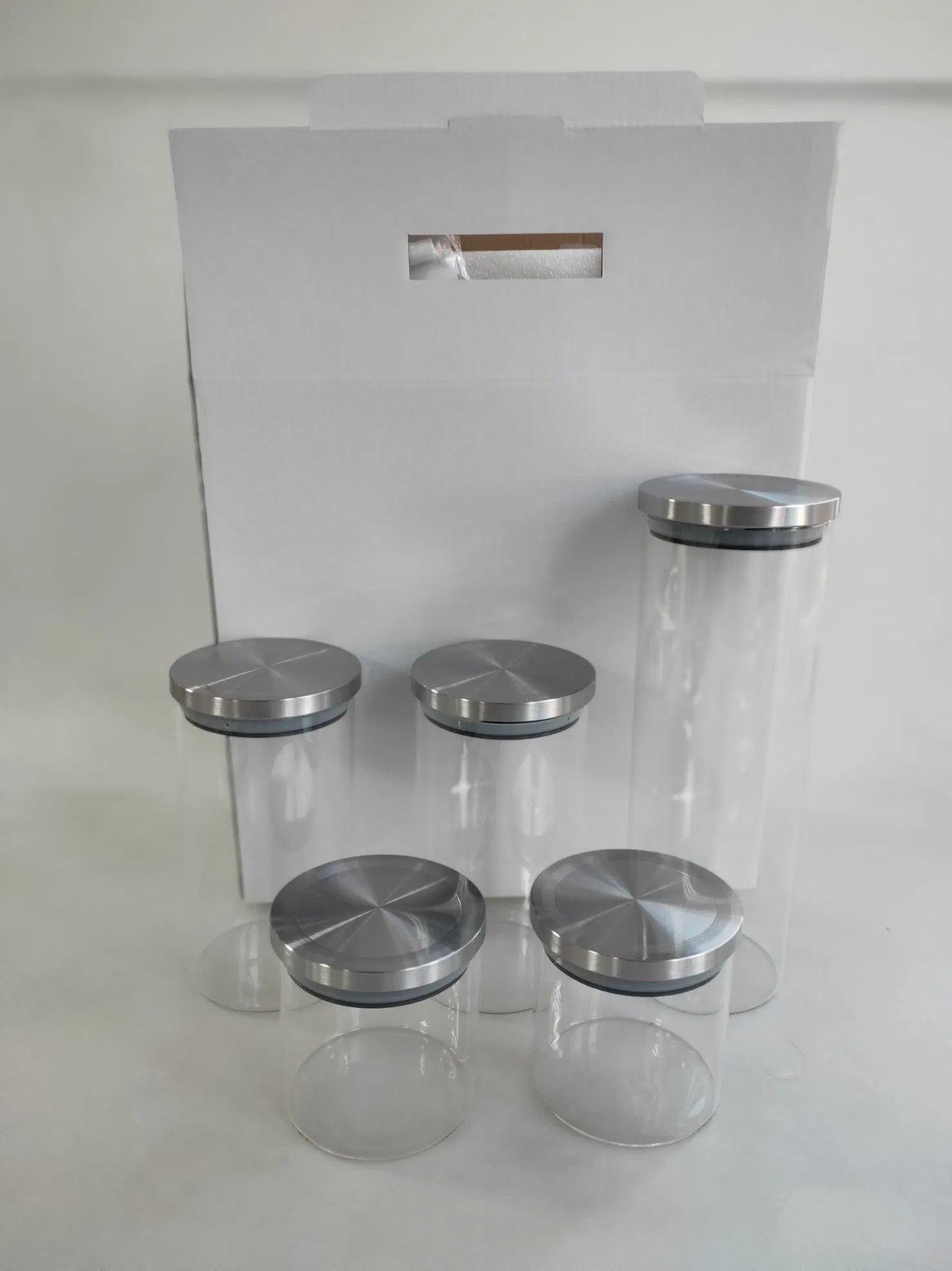 Heat Resistant Borosilicate Glass Storage Jars with Stainless Lid for Kitchen Organization