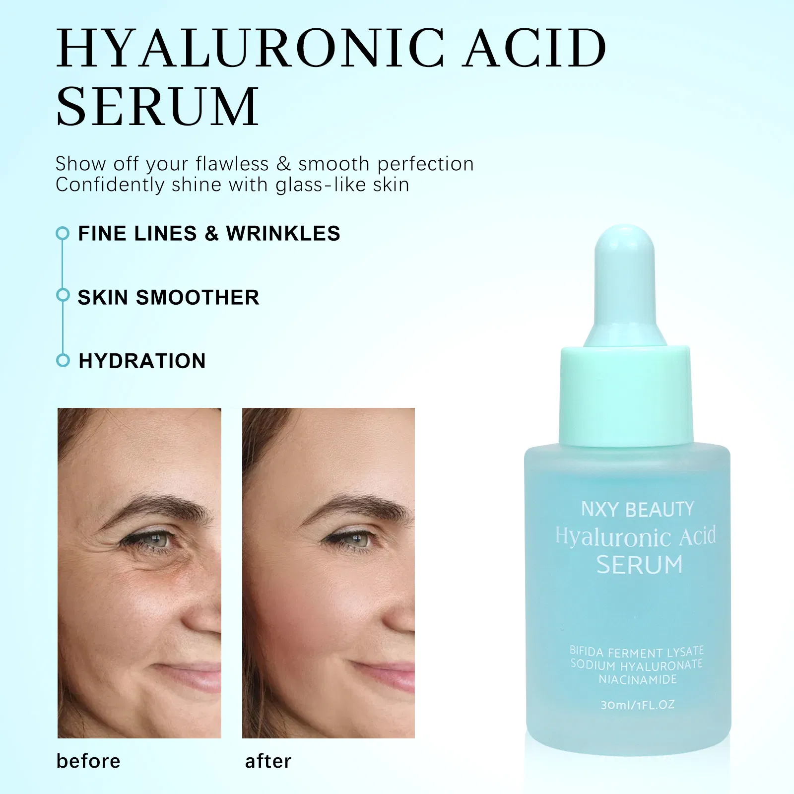 Anti-Aging Facial Moisturizing Essence Brighten Skin Reduce Fine Lines Hyaluronic Acid Serum