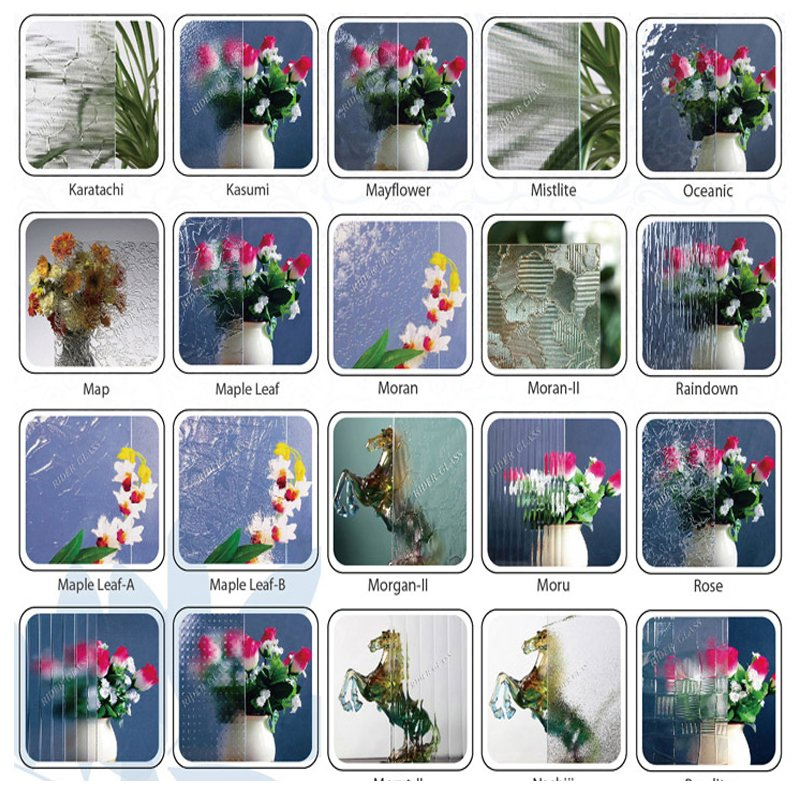 3-8mm Clear Bronze Green Mayflower Patterned Glass with Ce