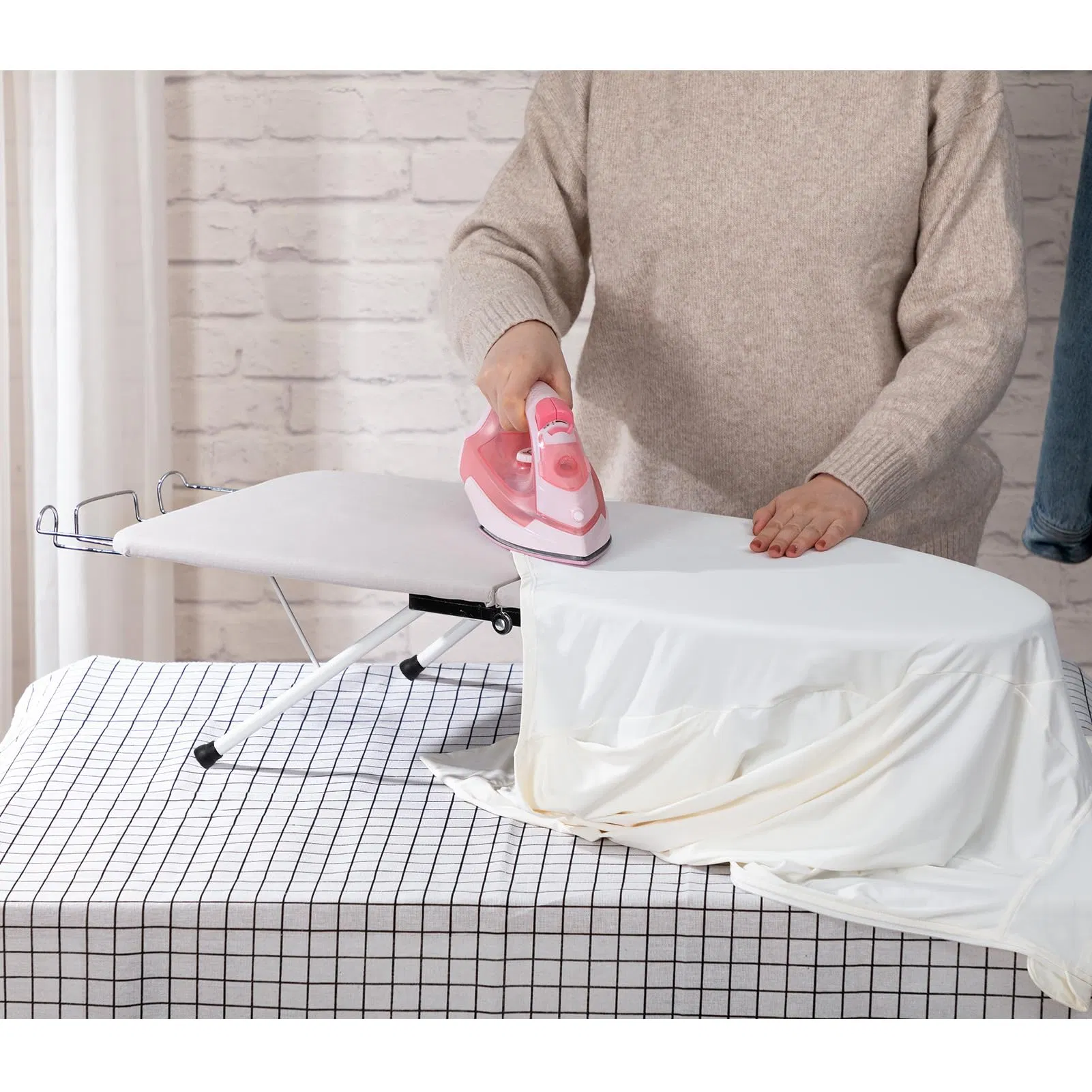 Tabletop Ironing Board Iron Holder Compact Folding Legs Cover Pad Space Saver