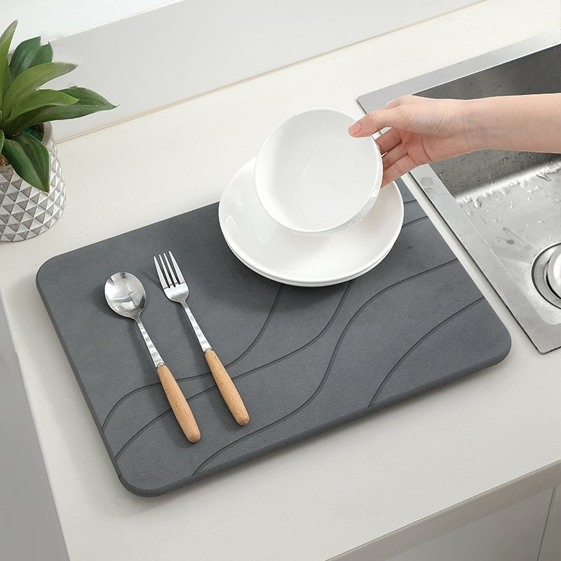 Crave Design Bowl Dish Cup Knife Fork Tableware Luxury Quickly Absorption Water Fast Drying Diatomite Stone Mat Home Mat
