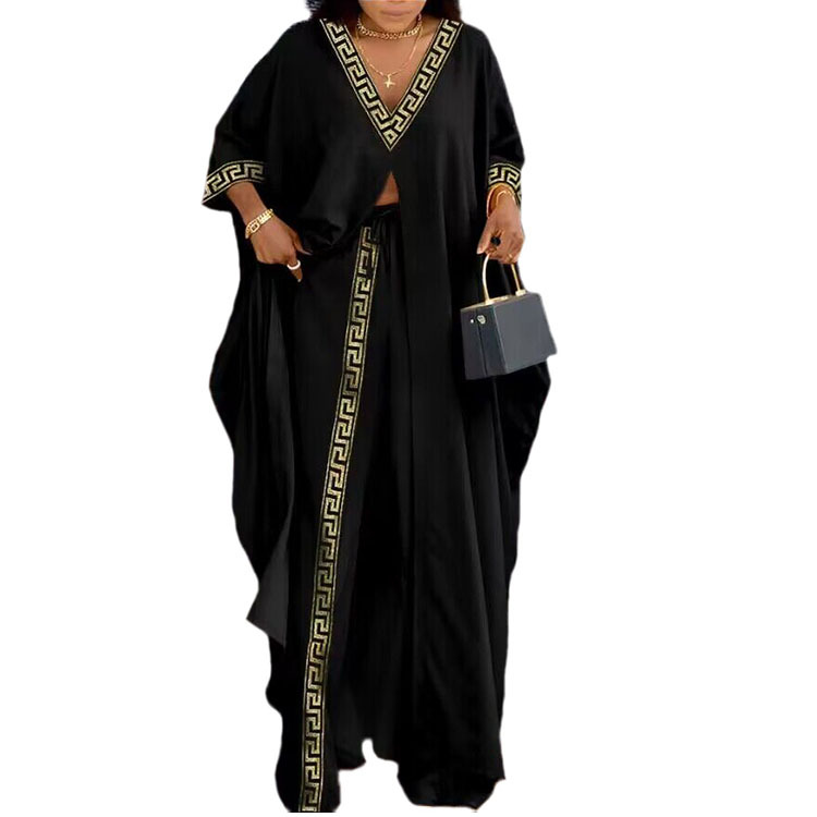 Комплект женский свободный для отдыха с принтом больших размеров