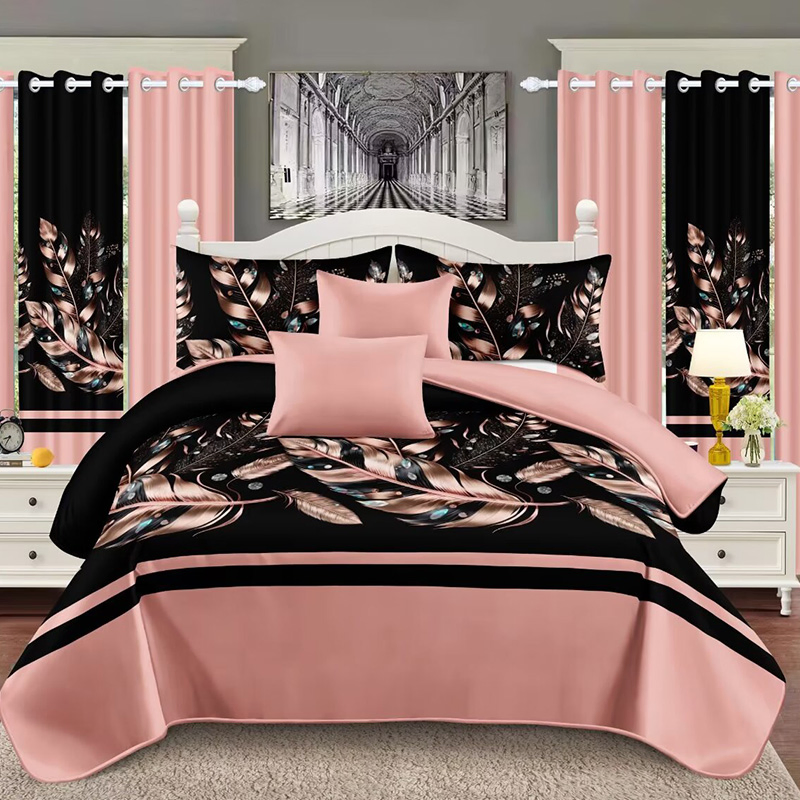 Wholesale Guangdong 11PCS Pink Polyester Cotton Bed Sheets Pillowcases Home Textile Printing Coverlets Quilted Bedcover Comforter Cover Bedspread Bedding Set