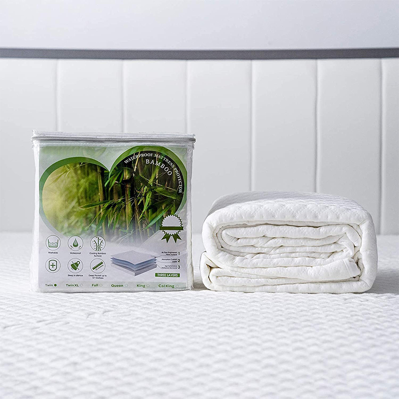 Queen Size Waterproof Mattress Protector Bamboo Cooling Fitted Mattress Pad Cover