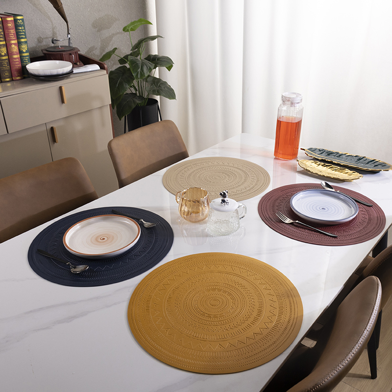 PVC Leather Dining Table Mat Placemat Pad with Heat Insulation Decorative Pads for Home Office