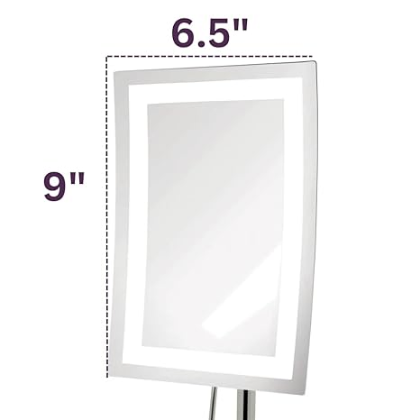 Rectangular Desktop Makeup Mirror 5X Magnification with Chrome Plated Nickel Finish
