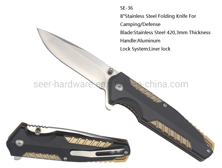 8"Stainless Steel Folding Knife for Camping/Defense (SE-36)