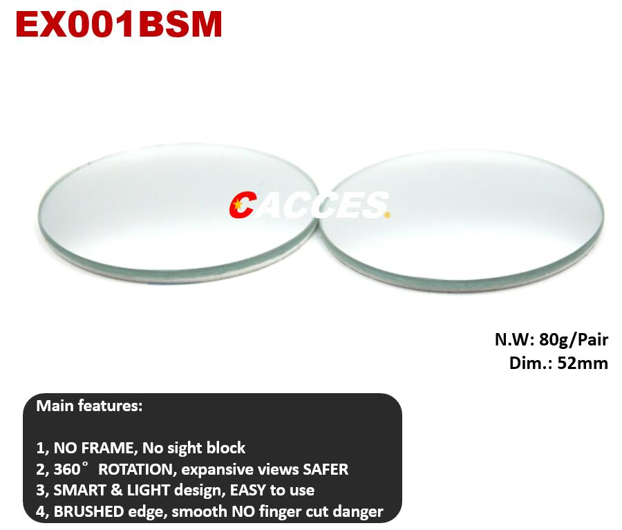 2-Pack Blind Spot Mirror, 2" Round HD Glass Frameless Convex, 360° Adjustable Stick-On for Car