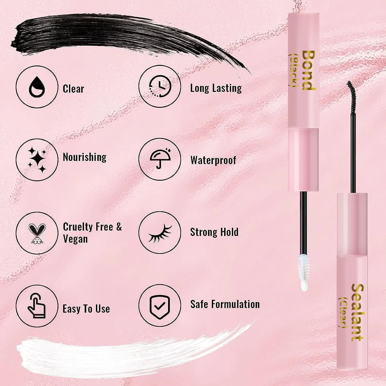Eyelash Extension Glue with Clear 2-in-1 Adhesive Sealant