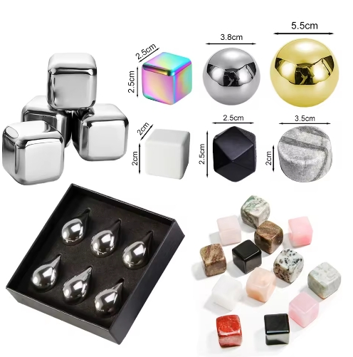 Custom Logo Color Size Stainless Steel Whiskey Stone Soapstone Marble Ice Stone