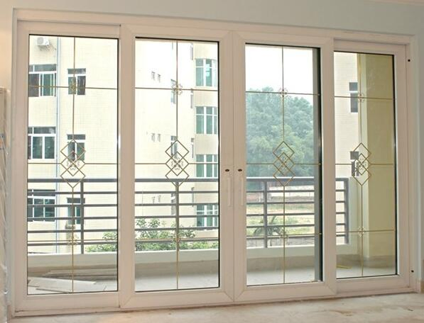 Factory Customized Modern Style UPVC Vinyl Sliding Glass Door Partition Door with Decorative Grill