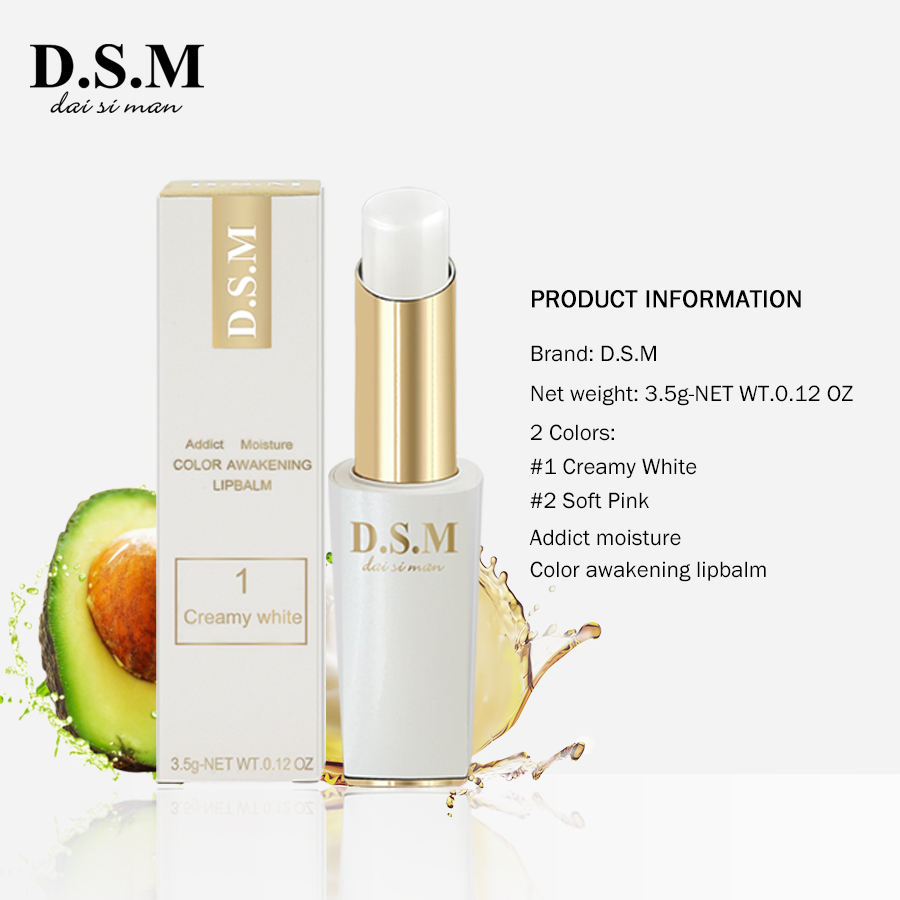 Dsm 3 Colors White Pink Waterproof Mineral Moisturizing Tinted Lip Balm