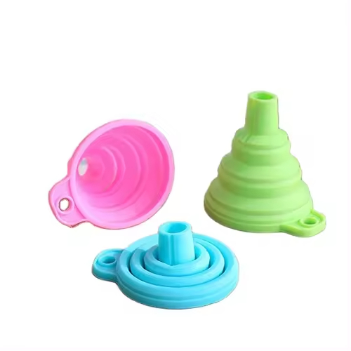 Flexible Gadgets Fold Rainbow Colors Silicone Gel Foldable Hopper for Home Kitchen Oil Water Powders Liquid Collapsible Funnel