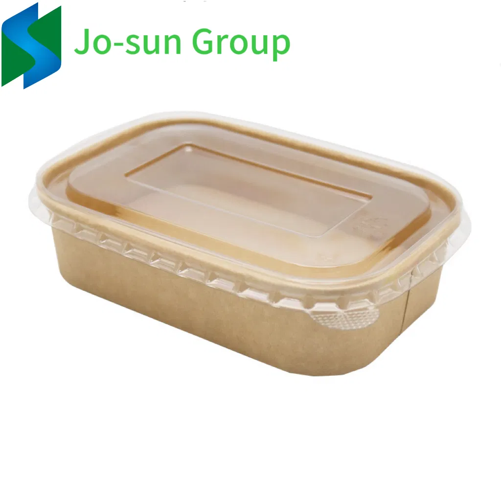Disposable Rectangular &Square Kraft Paper Bowl with Pet Lid Salad Bowl