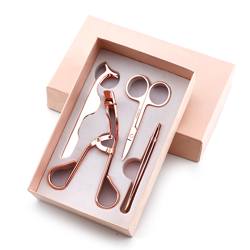 Heated Eyelash Curler with Tweezers Set Eyelashes Applicator