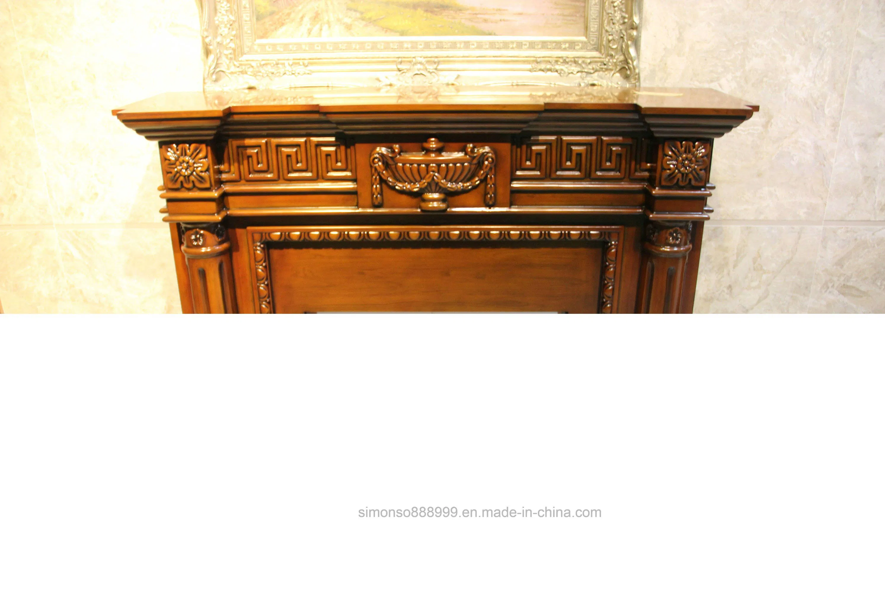 Yellow Marble Culture Design European Electric Fireplace