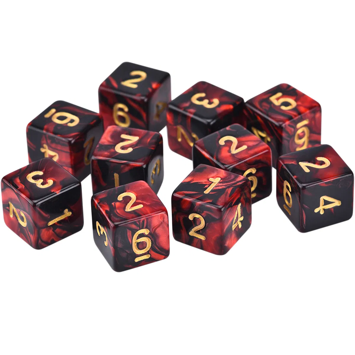 Customized Spots Polyhedral Plastic D6 16mm 10mm Custom Black Dice Acrylic Dice