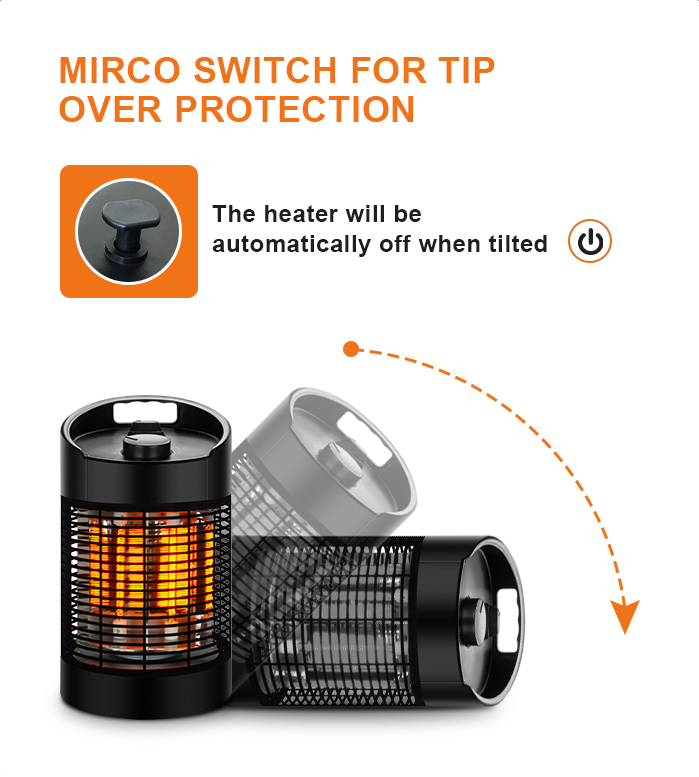 Outdoor Portable Mini Fast Heating Electric Space Infrared Heater with Adjustable Thermostat