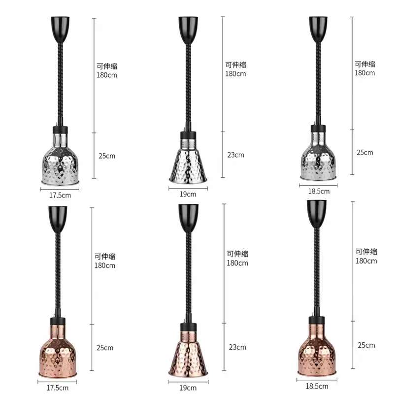 Hadi Hotel Catering Equipment Heating Lights Infrared Heat Lamp Rose Gold Silver Stainless Steel Hammered Luxury Modern Food Light Table Lamp with Marble Base