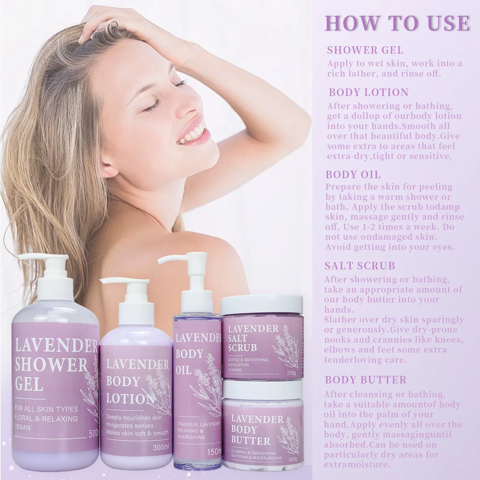 Beauty Cosmetics Body Care Series Suitable for Nourishing Dry Skin Lavender Set