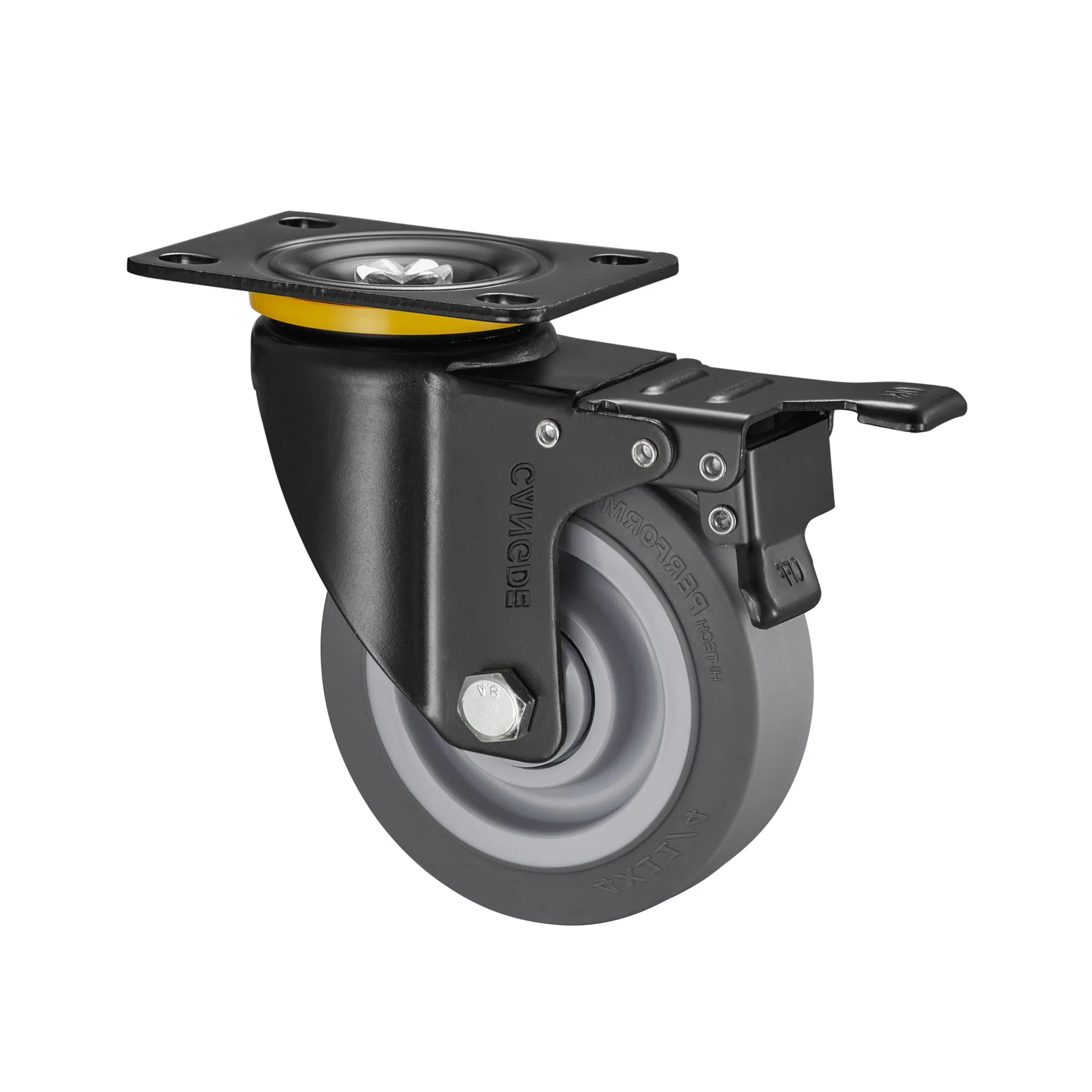 Full Range of Quiet Medium Duty Casters with Resilient Grey TPR Wheels (2.5", 3", 4", 5")