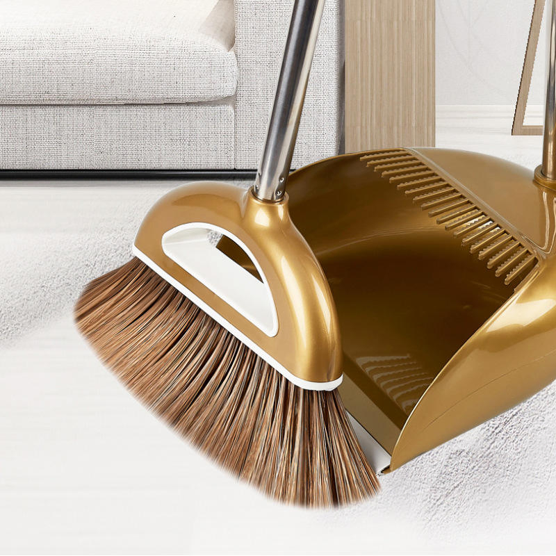 Dustpan & Broom Set with Long Handle for Floor Cleaning
