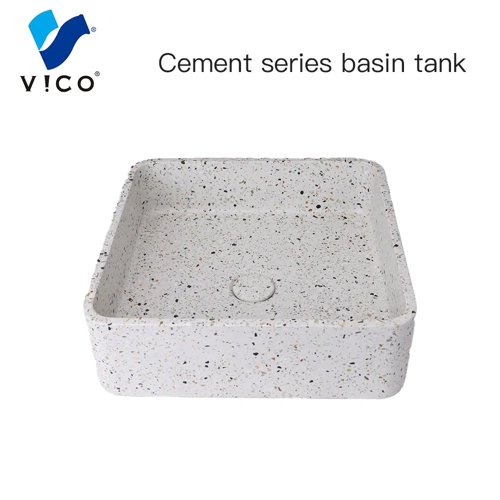 Vanity Bathroom Sink Slim Cement Counter Top Cabinet Basin