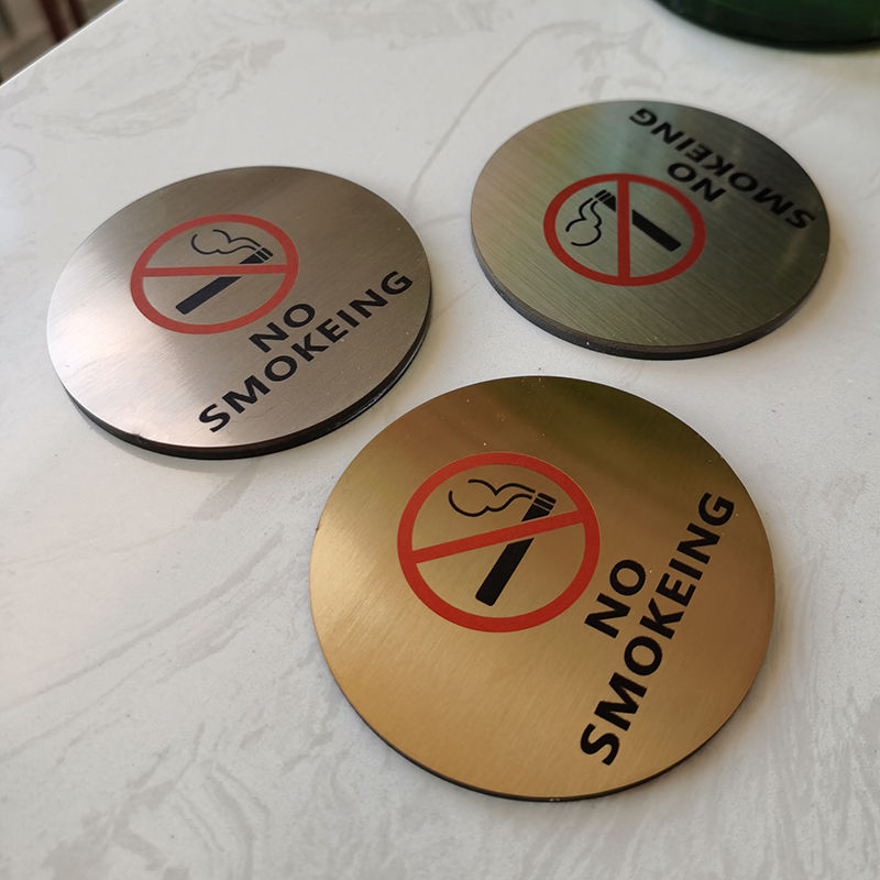 Round Stainless Steel No Smoking Sign for Office
