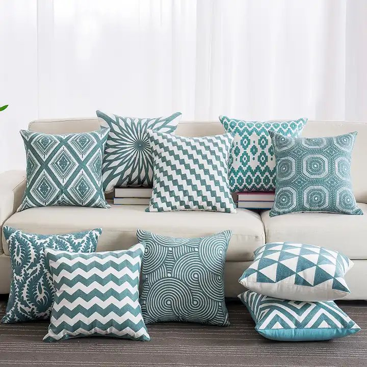 Embroidery Square Pillow Covers for Home Hotel Soft Cushion Case Full Season Decorative Stitching for Bedroom Dining Decor