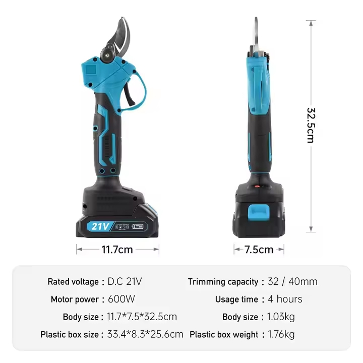Electric Pruning Shears Professional Gardening Electric Power Shears with Batteries, Sk5 Replacement Blades and Fast Charger