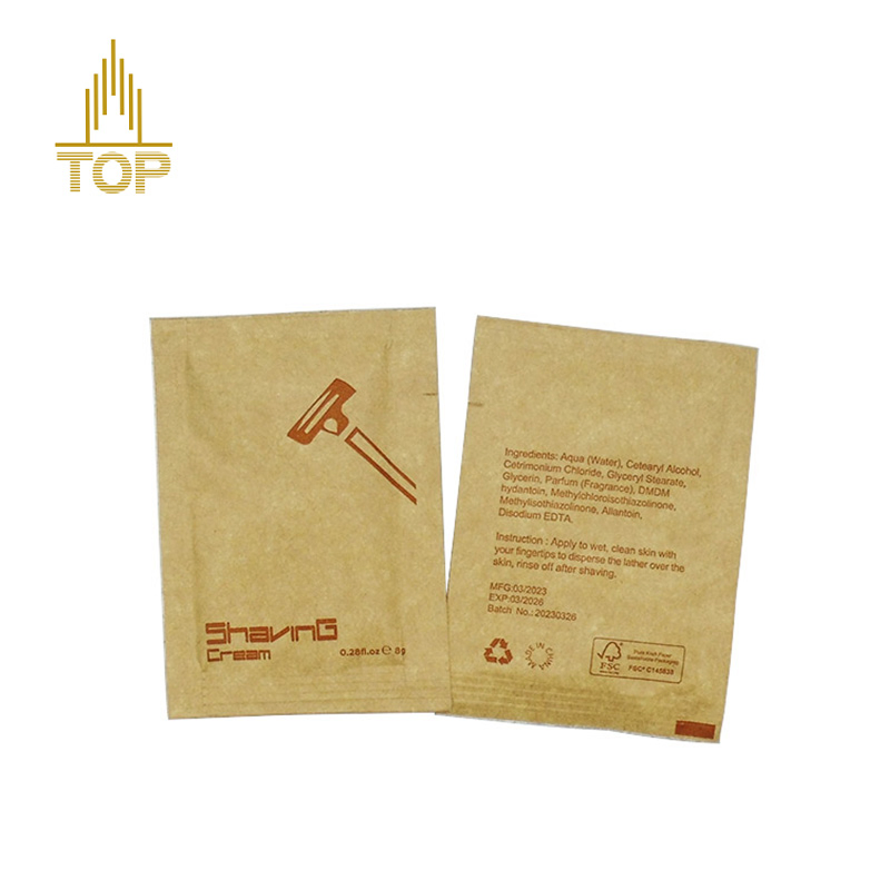 Eco Friendly Kraft Paper Sachet Disposable Hotel Travel Man Beard Shaving Creams