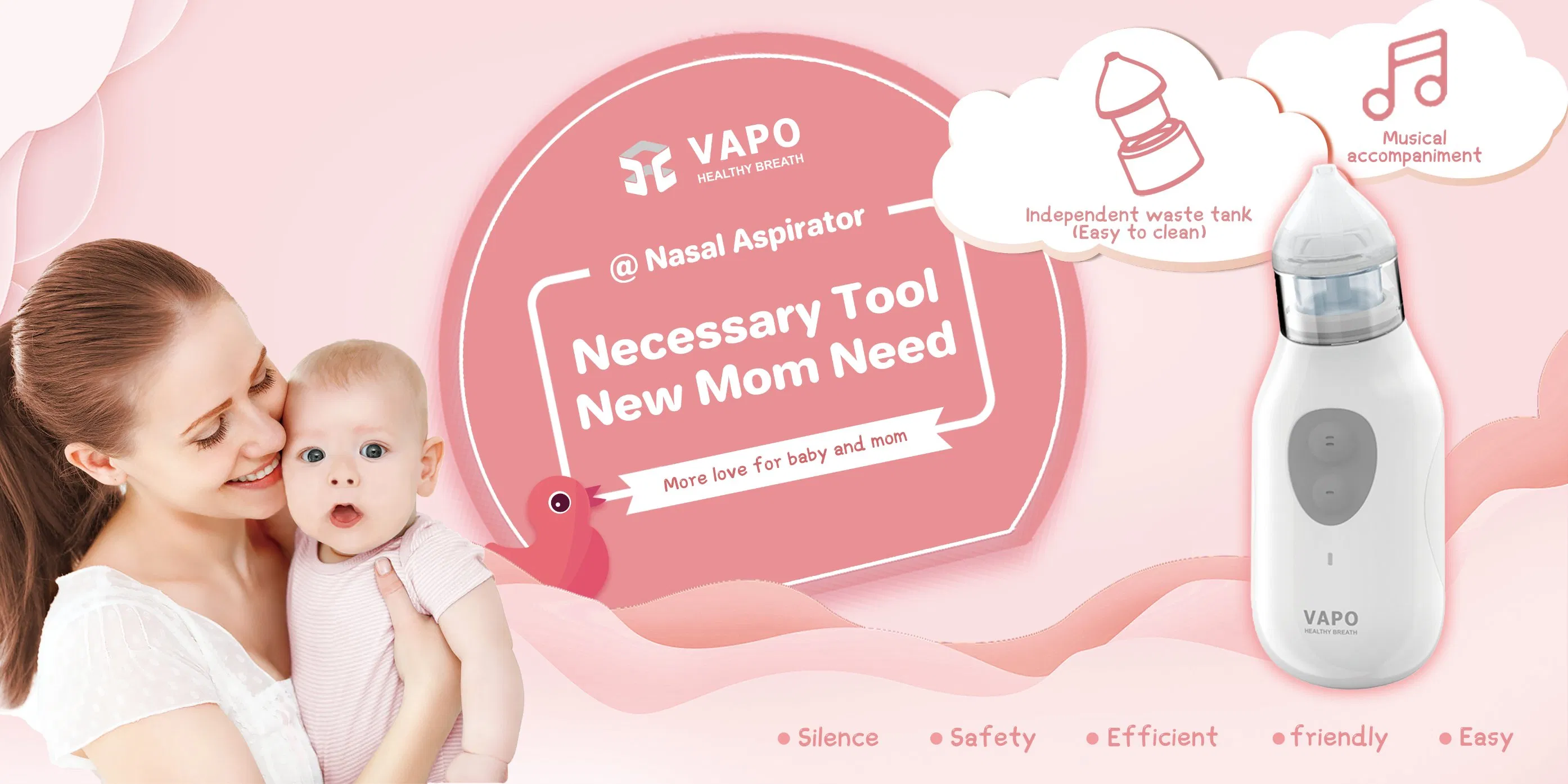 Ergonomic Shape Newborn Care Nasal Aspirator with Soft Silicone Tip