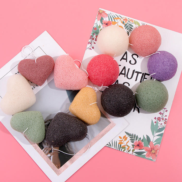 100% Natural Multi Color Baby Bath Organic Konjac Sponge Plant Fiber Skin Cleaning Ball Makeup Removal Tool Soft Konjac Sponge