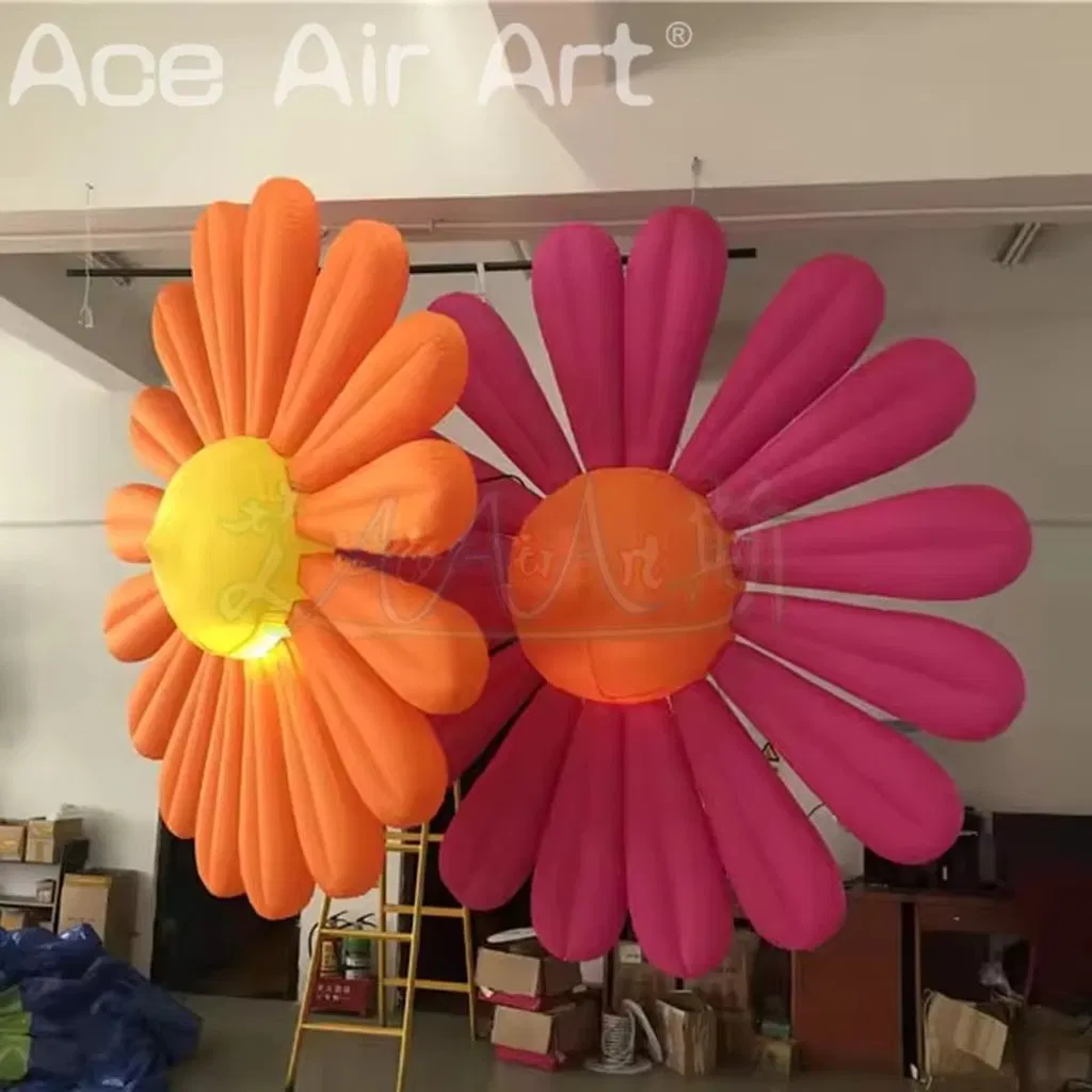 LED Lighting Inflatable Daisy Flower Hanging Props for Festival Carnival