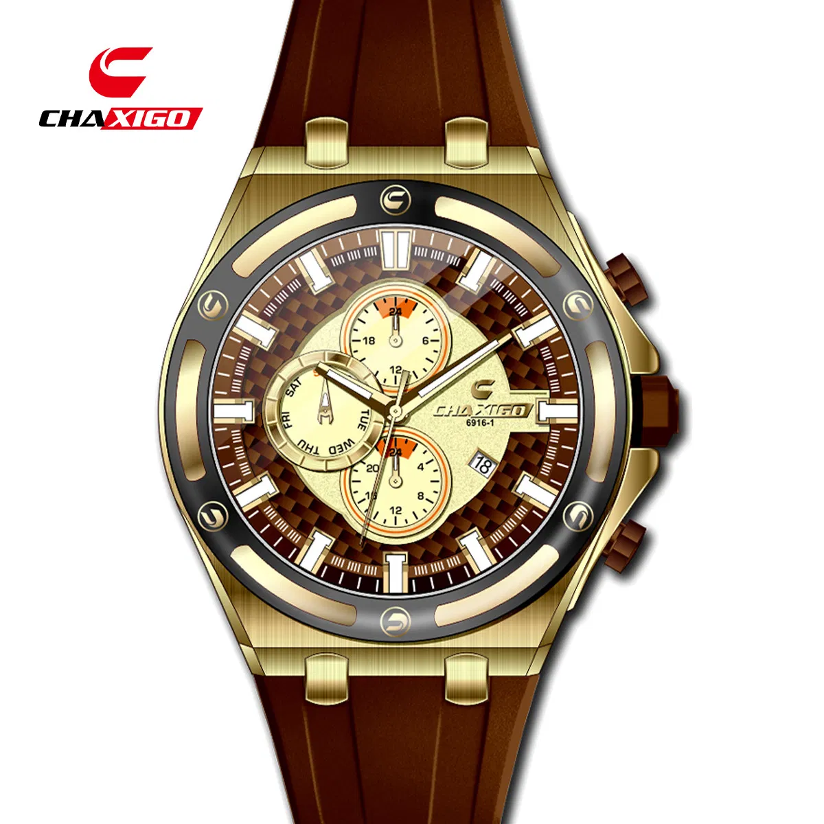 Chaxigo Men's Silicone Waterproof Luminous Calendar Multifunctional Quartz Watch