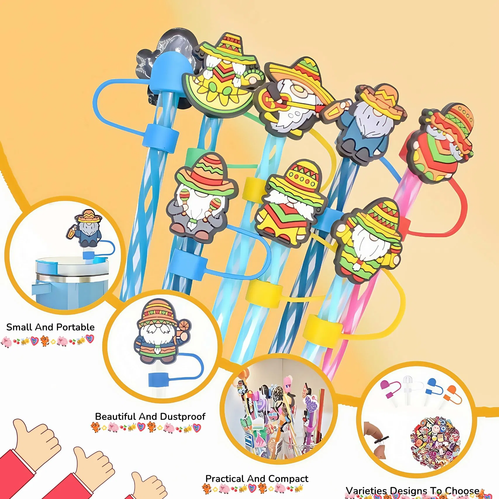 Eco-Friendly Silicone Straw Covers with Durable Dust Caps