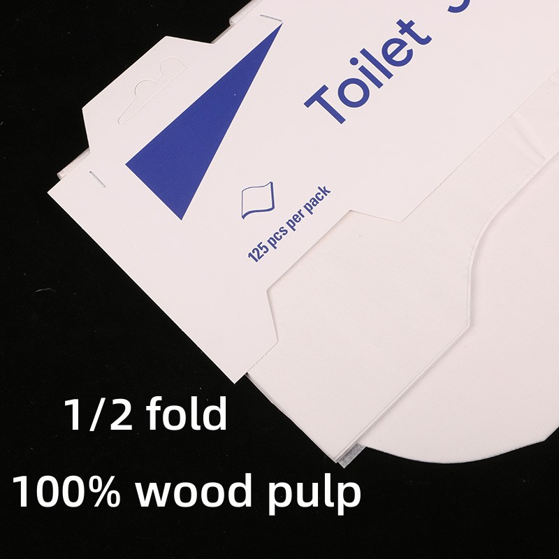 16GSM Hangable Paper Toilet Seat Covers-100% Virgin Paper Flushable& Disposable Half-Fold 1/2 Fold Toilet Seat Cover for Dispensers-1 Pack of 125 Sheets--Cmj
