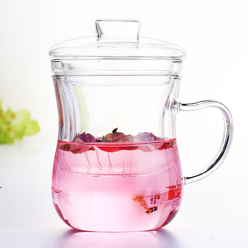 Handmade Borosilicate Glass Cup with Tea Infuser Glass Tea Mug with Strainer