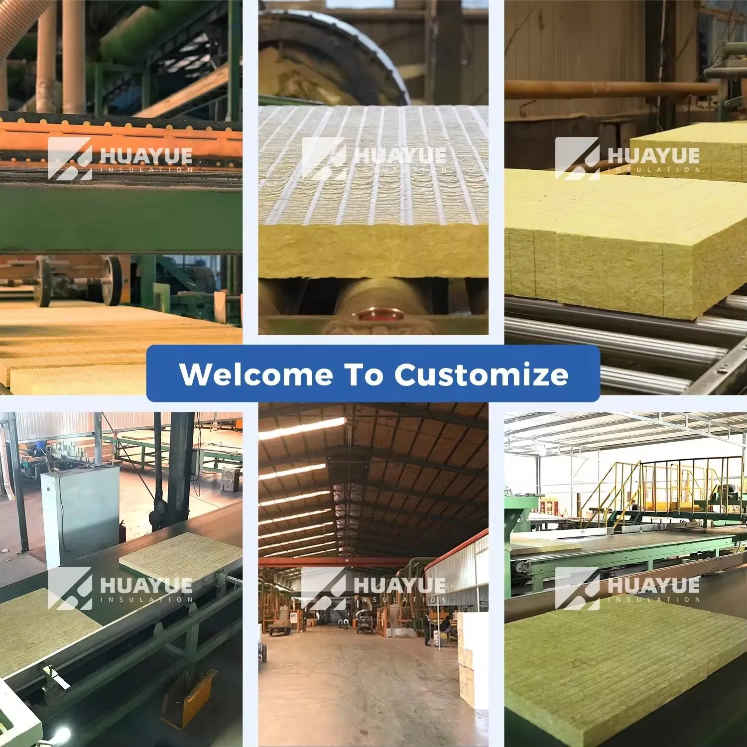 Huayue 50mm Thick Wall Thermal Insulation 100kg/M3 Rock Stone Mineral Wool Board