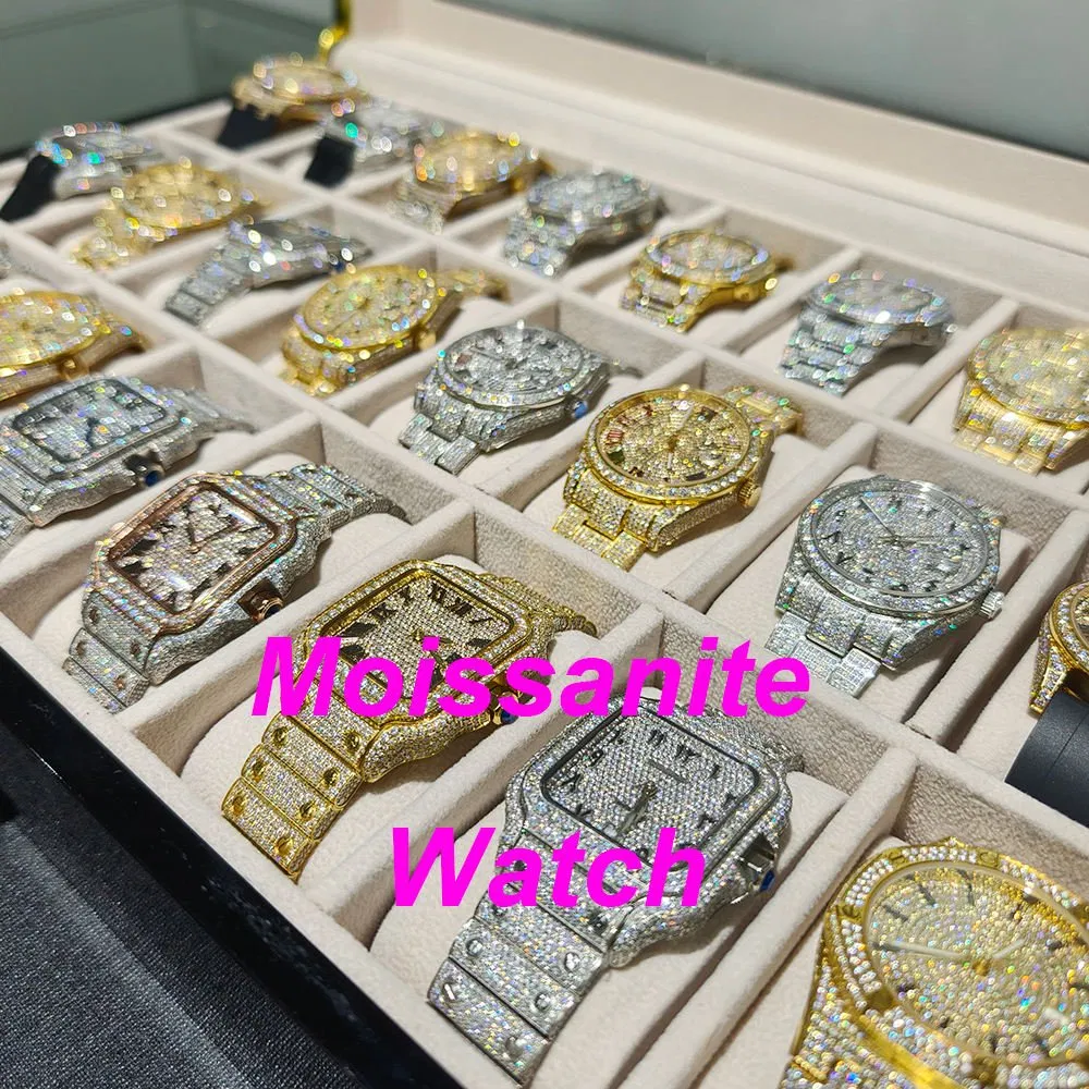 Reloj Full Diamond Jewelry Vvs1 Moissanite Hip Hop Iced out Automatic Watches Gold Luxury Men Mechanical Vvs Moissanite Watch