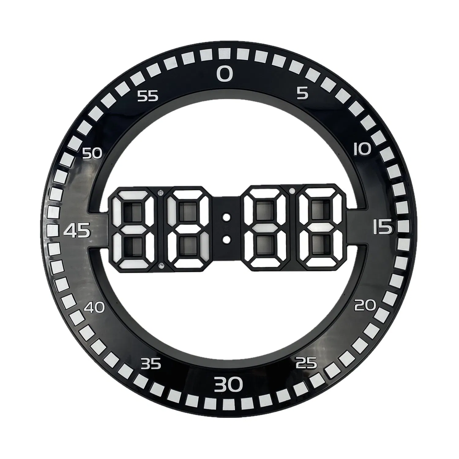 Black Digital LED Wall Clock with Date and Temperature Display