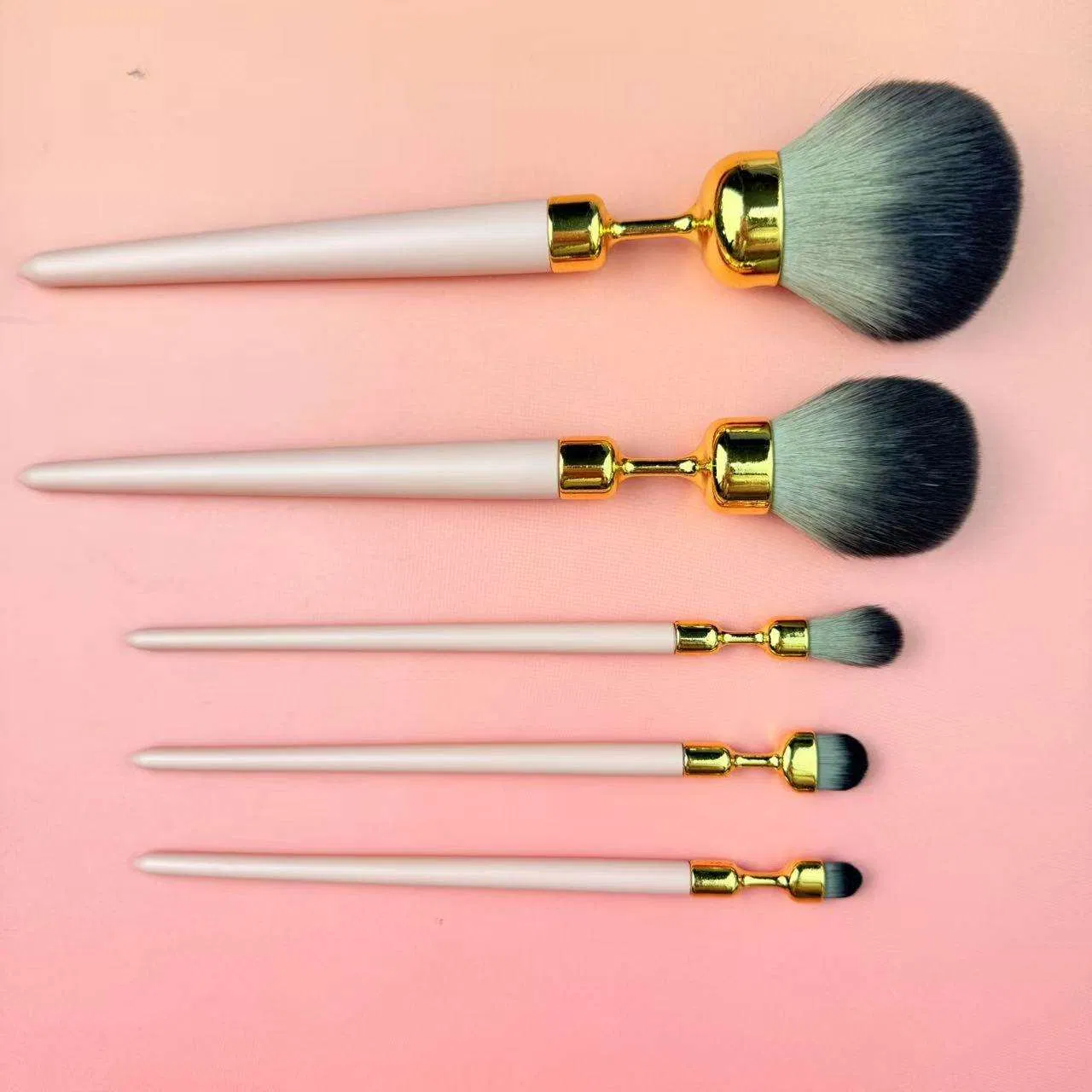 5PCS Plastic Handle Silk Print Surface Large Small Eyeshadow Makeup Brush Set