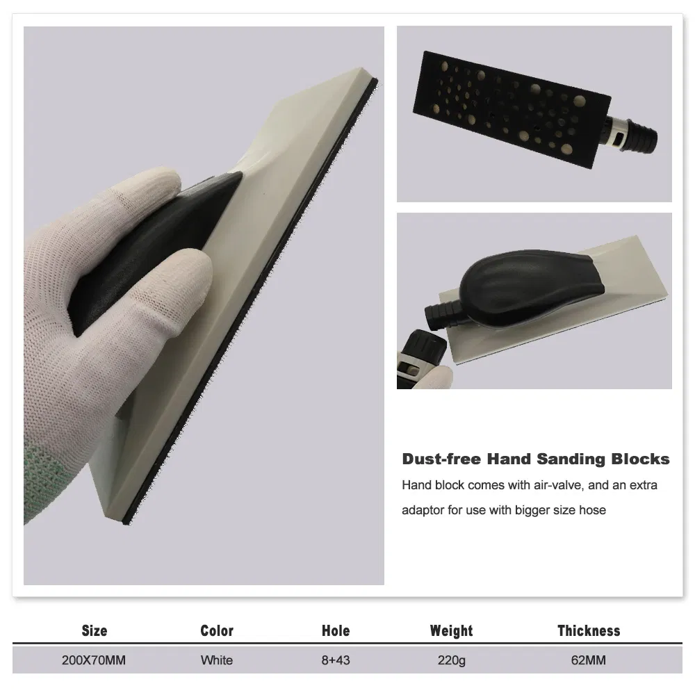 200X70mm Multi Hole Hook and Loop Dust-Free Vacuum Hand Sanding Block