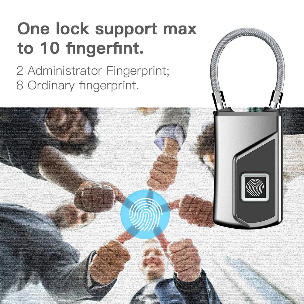 Fingerprints Lock USB Charging Waterproof Fingerprint Padlock for Bags Luggage